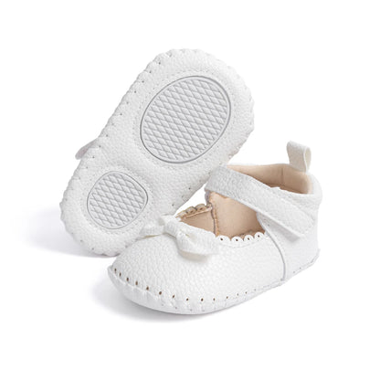 Baby Girl Mary Jane Bowknot Shoes - Non-Slip Soft Sole First Walkers (0-18M)