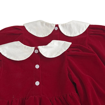 Toddler Girl Red Christmas Dress | Smocked Holiday Outfit with Collar (2-6T)