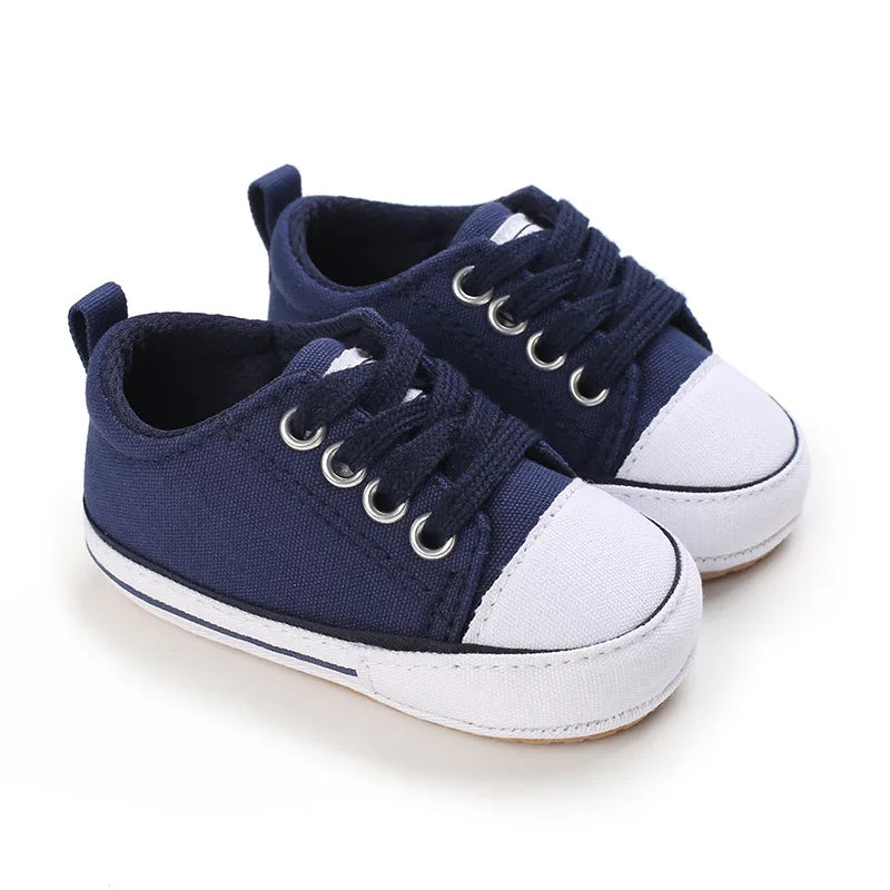Classic Infant Athletic Sneaker | Soft Sole Canvas Crib Shoes (0-18M)