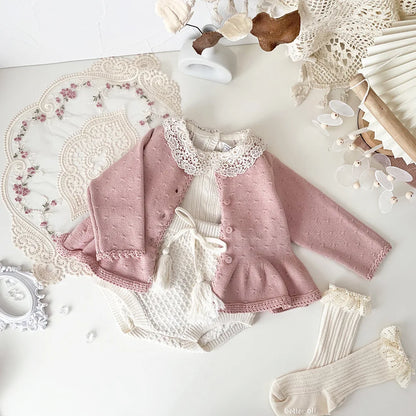 Baby & Toddler Girl 100% Cotton Knit Ruffle Cardigan Sweater (6M-5T)