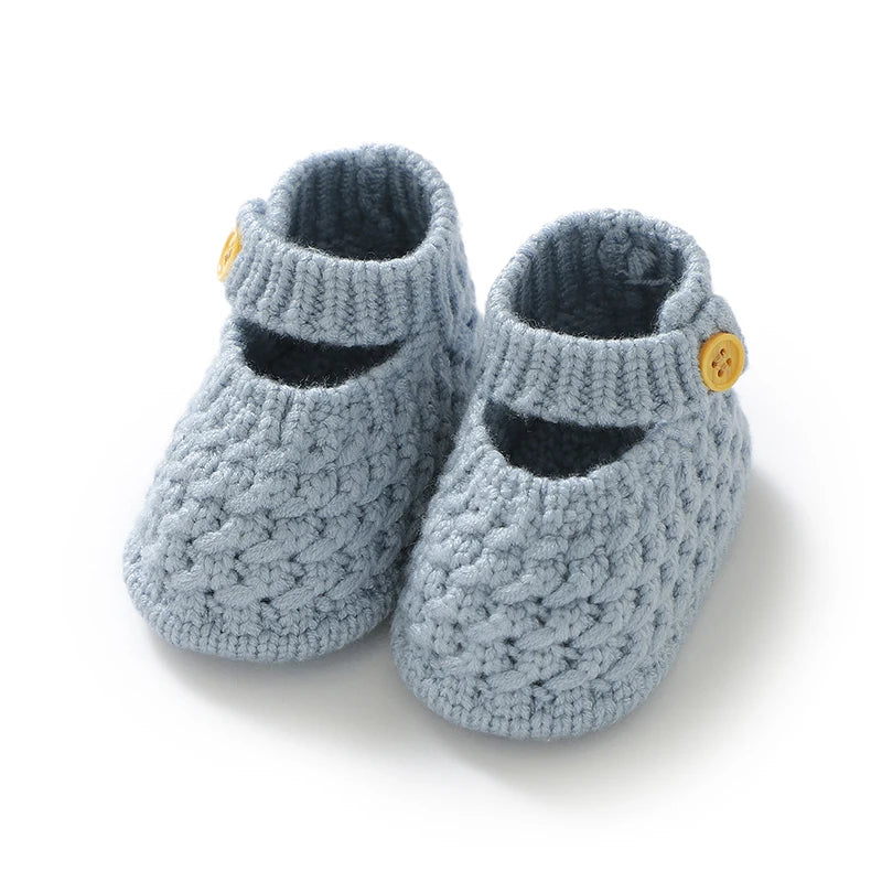 Soft Knit Mary Jane Baby Booties - Infant Pre-Walker Shoes (0-18M)