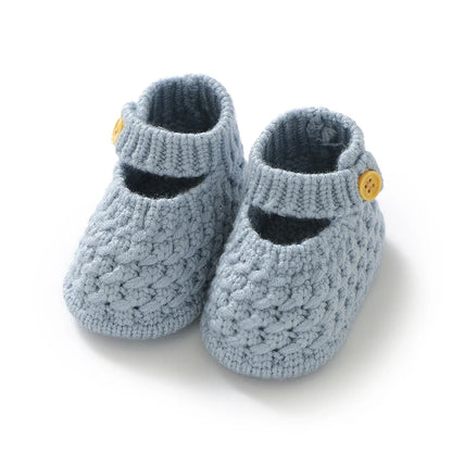 Soft Knit Mary Jane Baby Booties - Infant Pre-Walker Shoes (0-18M)