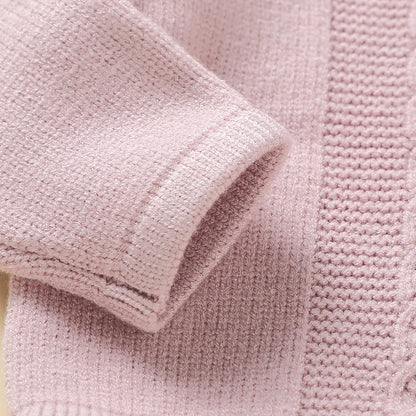 Baby Cable Knit 2-Piece Set – Asymmetric Cardigan & Footed Pants (0-9M)