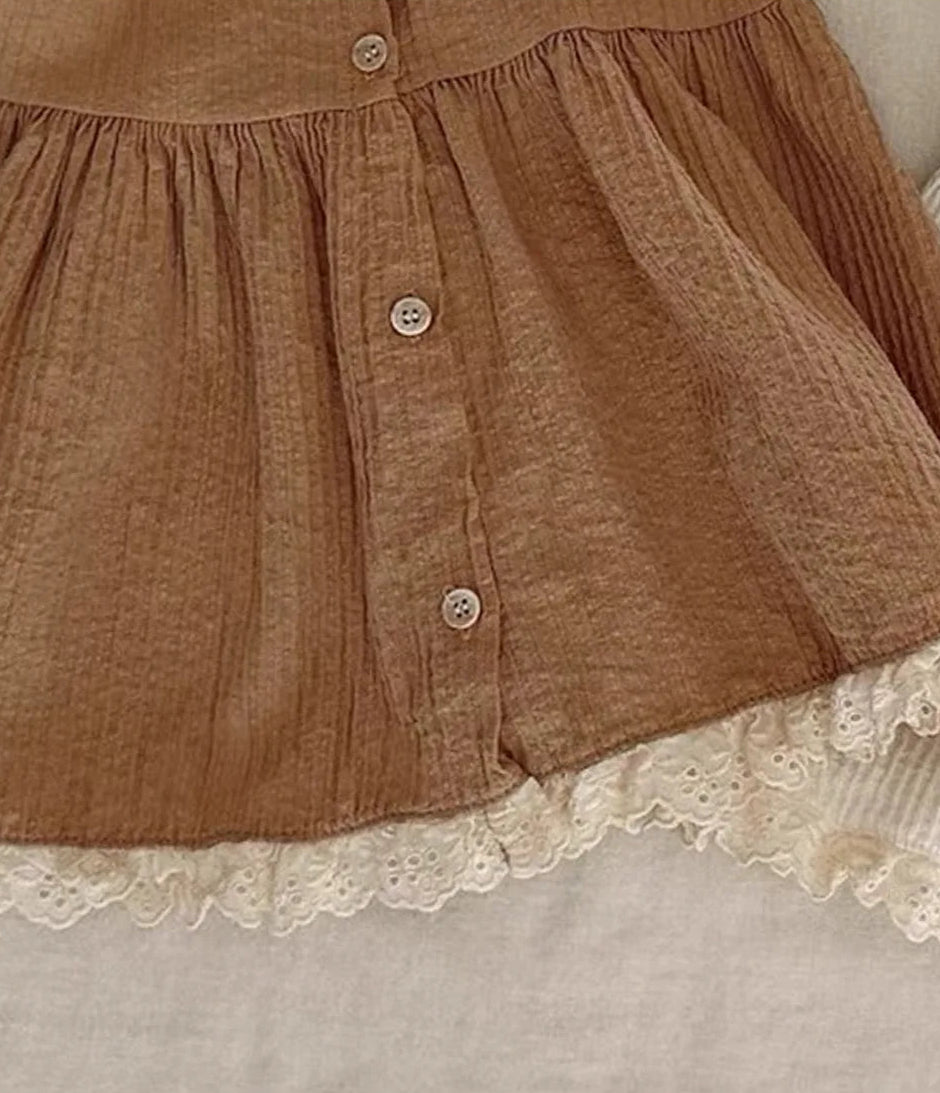 Baby Girls Muslin Cotton Summer Dress - Sleeveless Button-Front Boho Eyelet Sun Dress (3M-24M)