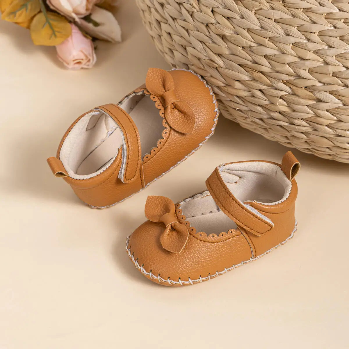 Baby Girl Mary Jane Bowknot Shoes - Non-Slip Soft Sole First Walkers (0-18M)