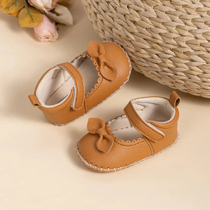 Baby Girl Mary Jane Bowknot Shoes - Non-Slip Soft Sole First Walkers (0-18M)