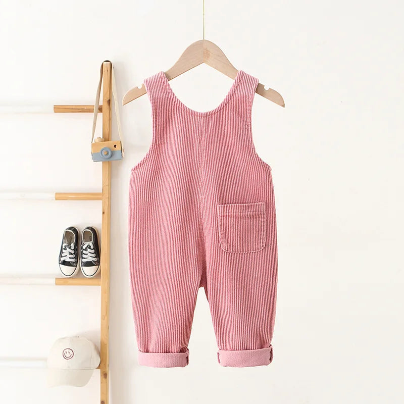 Cute Flower Corduroy Overalls for Toddler Girls - Spring Cotton Jumpsuit (9M-4T)