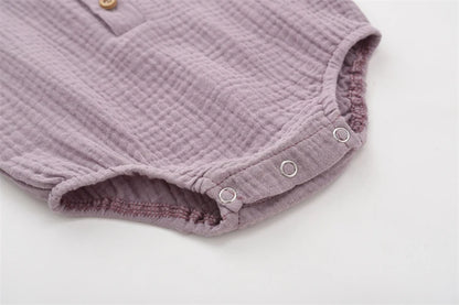 Unisex Muslin Cotton Baby Romper - Premium Sleeveless Summer Henley Bodysuit (0-24M)