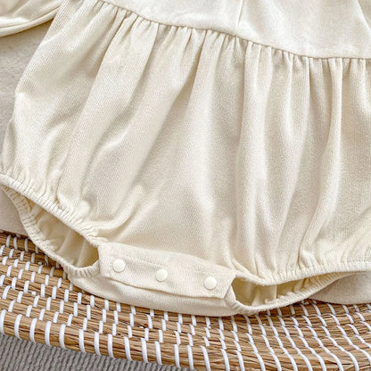 Baby Girl Bunny Ear Easter Bodysuit - Long Sleeve Cotton Jumpsuit (3-24M)