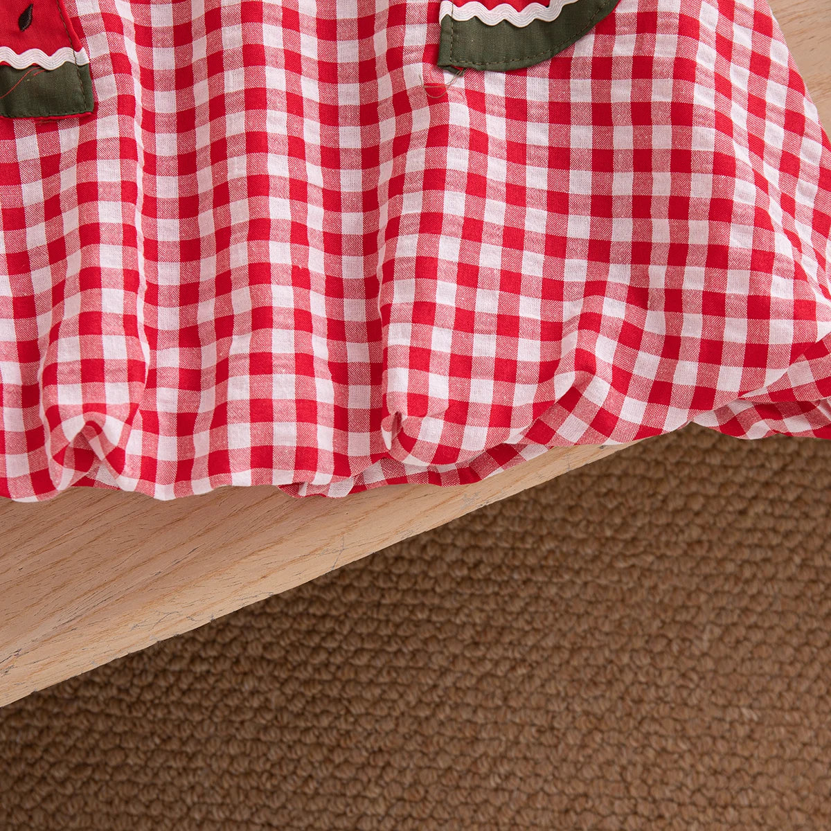Baby & Toddler Girls Watermelon Gingham Bubble Dress - Cotton Blend Summer Outfit (9M-3T)