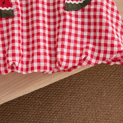 Baby & Toddler Girls Watermelon Gingham Bubble Dress - Cotton Blend Summer Outfit (9M-3T)