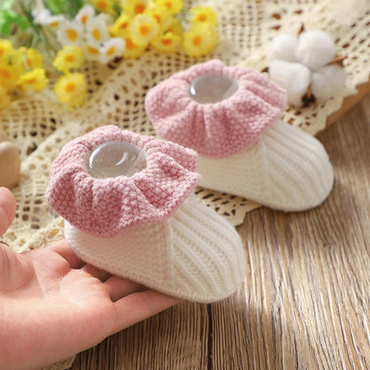 Soft-Knit Ruffled Baby Booties (0-18M)