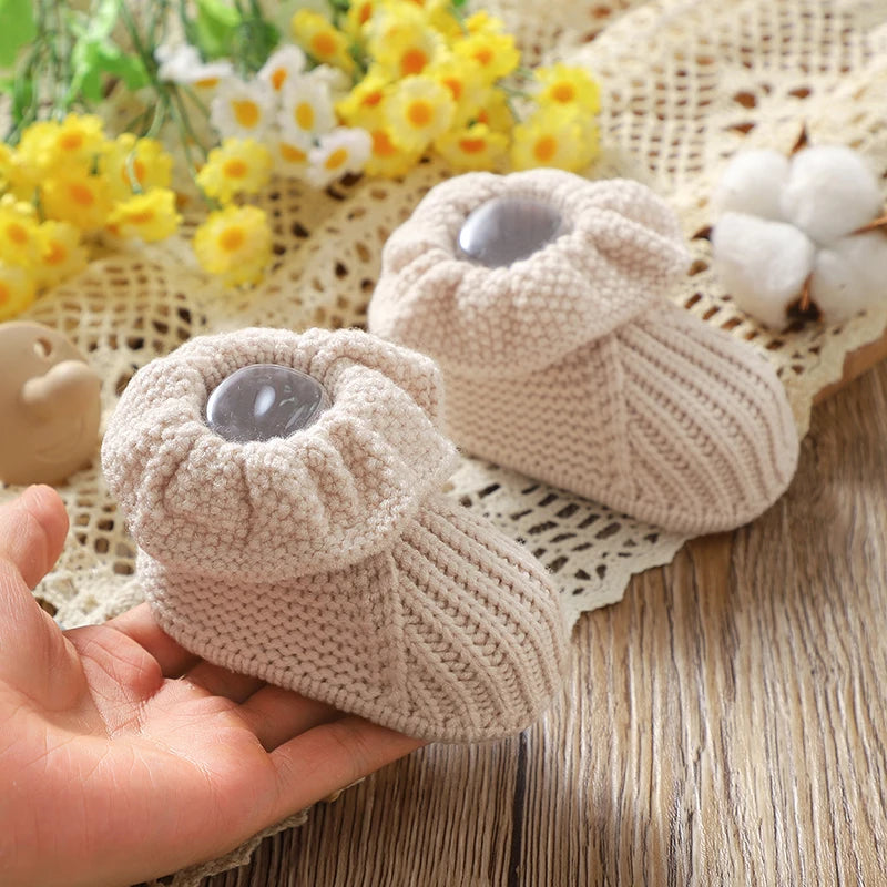Soft-Knit Solid Ruffled Baby Booties (0-18M)