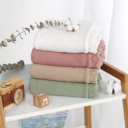 Soft Knit Baby Blanket with Scalloped Edge
