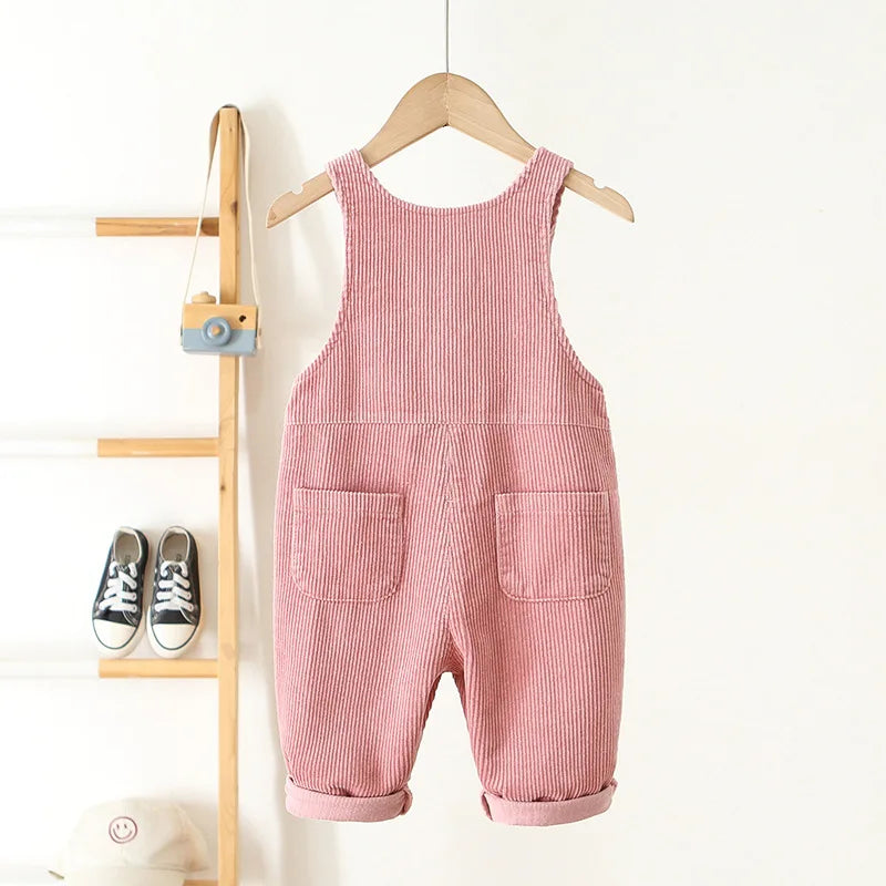 Toddler Corduroy Overalls – Heart Embroidery & Print Bib Pants (9M-4T)