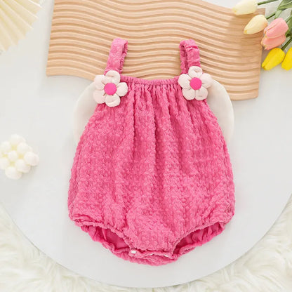 Baby Girl Butterfly Wing Summer Romper - Korean Style Floral Sleeveless Bodysuit (0-24M)