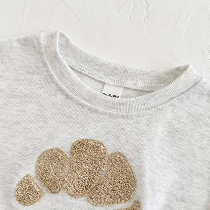 Bon Appétit Croissant Baby Set | French Style Cotton Top & Striped Leggings (6M-3T)