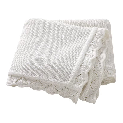 Soft Knit Baby Blanket with Scalloped Edge