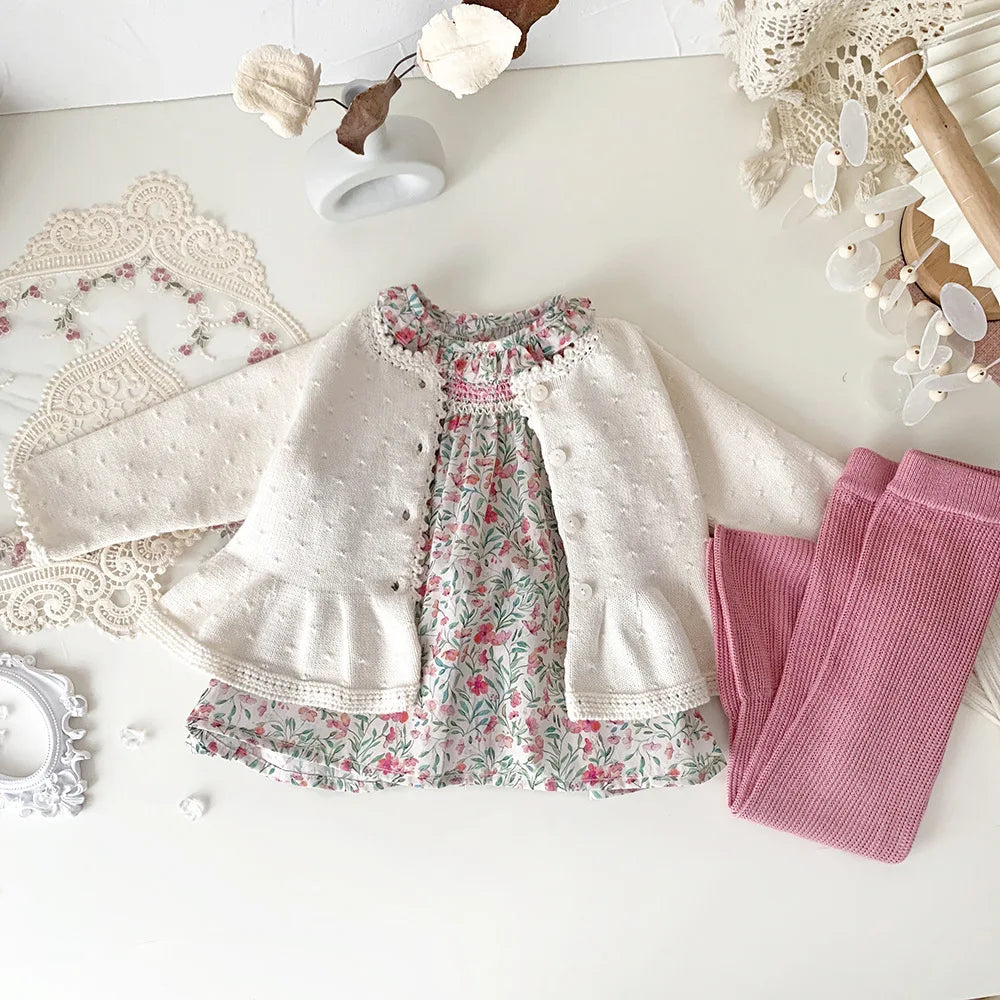 Baby & Toddler Girl 100% Cotton Knit Ruffle Cardigan Sweater (6M-5T)