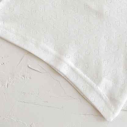 Baby Girl 2-Piece Embroidered Floral Romper Set - White Puff Sleeve Shirt & Camisole Overalls (0-24M)