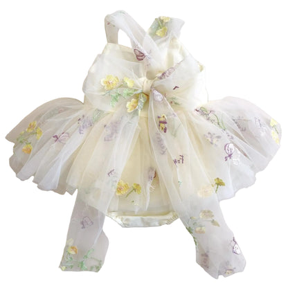 Baby Girl Fairy Tulle Tutu Romper Dress with Floral Embroidery