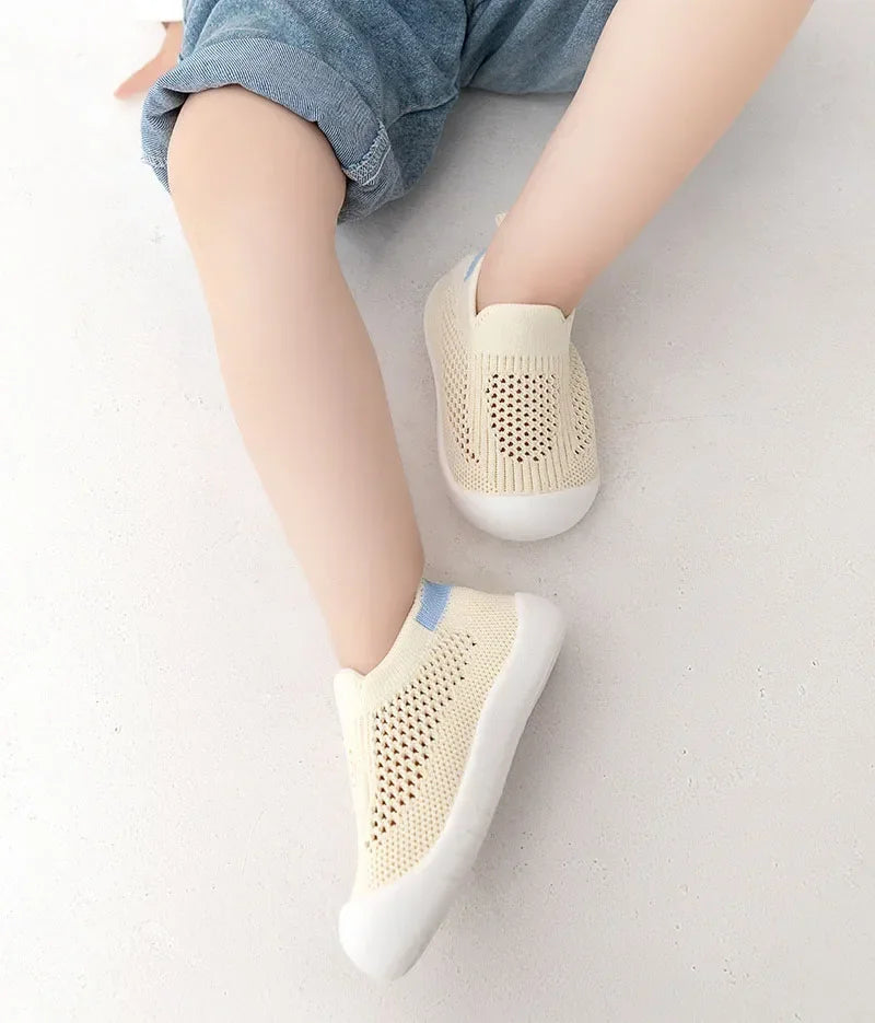 Infant & Toddler Mesh Knit Sneakers: Lightweight Non-Skid Prewalker Shoes for( 0-4T)