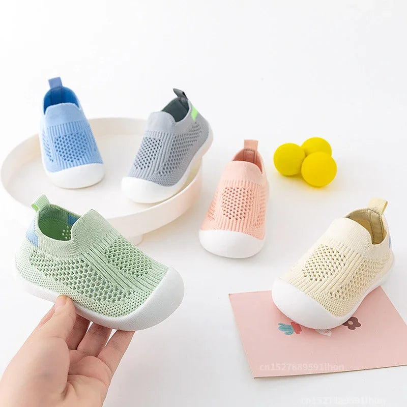 Infant & Toddler Mesh Knit Sneakers: Lightweight Non-Skid Prewalker Shoes for( 0-4T)