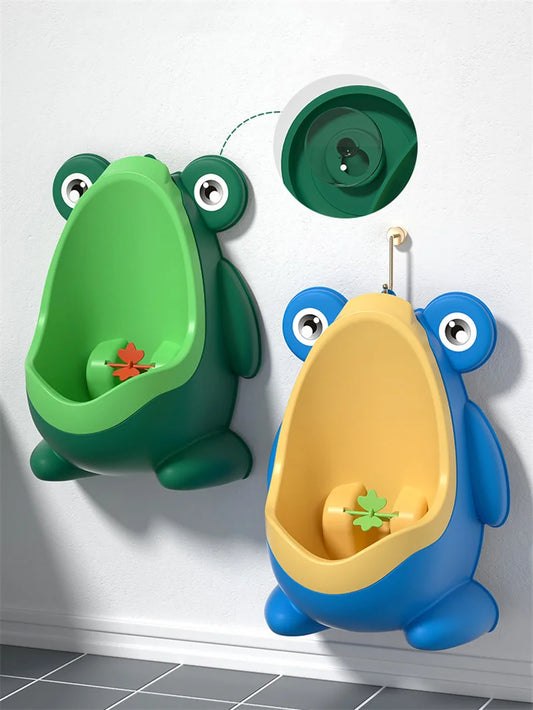 Wall-Mounted Frog Urinal Potty Trainer for Boys with Spinning Target
