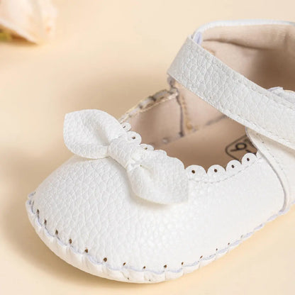 Baby Girl Mary Jane Bowknot Shoes - Non-Slip Soft Sole First Walkers (0-18M)
