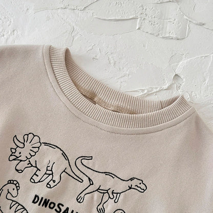 Dinosaur Embroidered Baby Romper - 100% Cotton Sweatshirt Bodysuit for Newborns & Toddlers (1-18 Months)