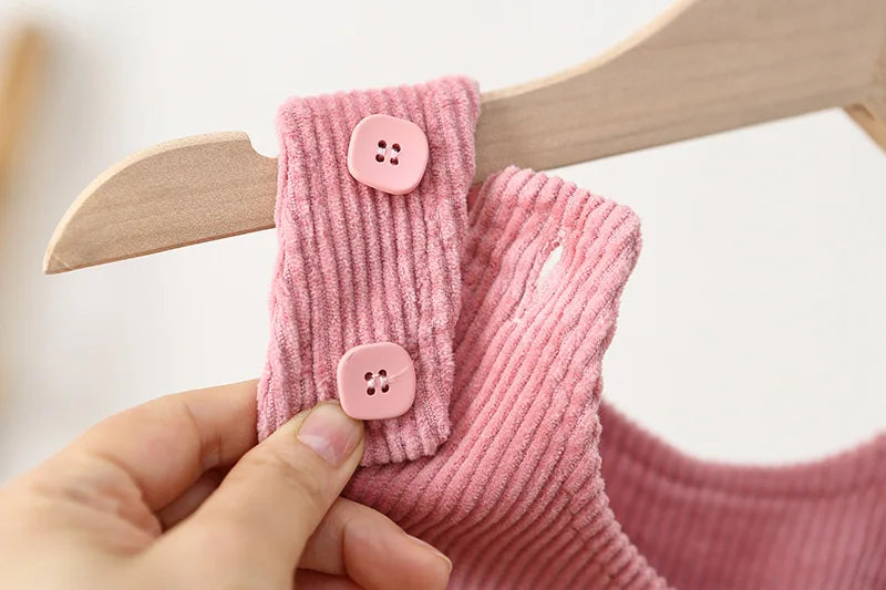 Cute Flower Corduroy Overalls for Toddler Girls - Spring Cotton Jumpsuit (9M-4T)