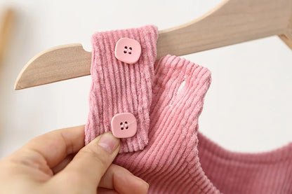 Cute Flower Corduroy Overalls for Toddler Girls - Spring Cotton Jumpsuit (9M-4T)