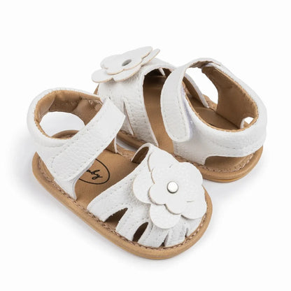 Infant Baby Girl Flower Sandals - Soft Sole Non-Slip First Walkers (0-18M)