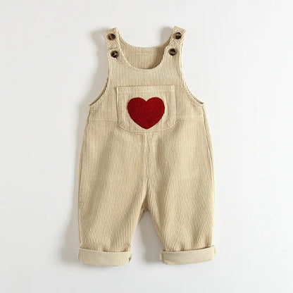 Toddler Corduroy Overalls – Heart Embroidery & Print Bib Pants (9M-4T)