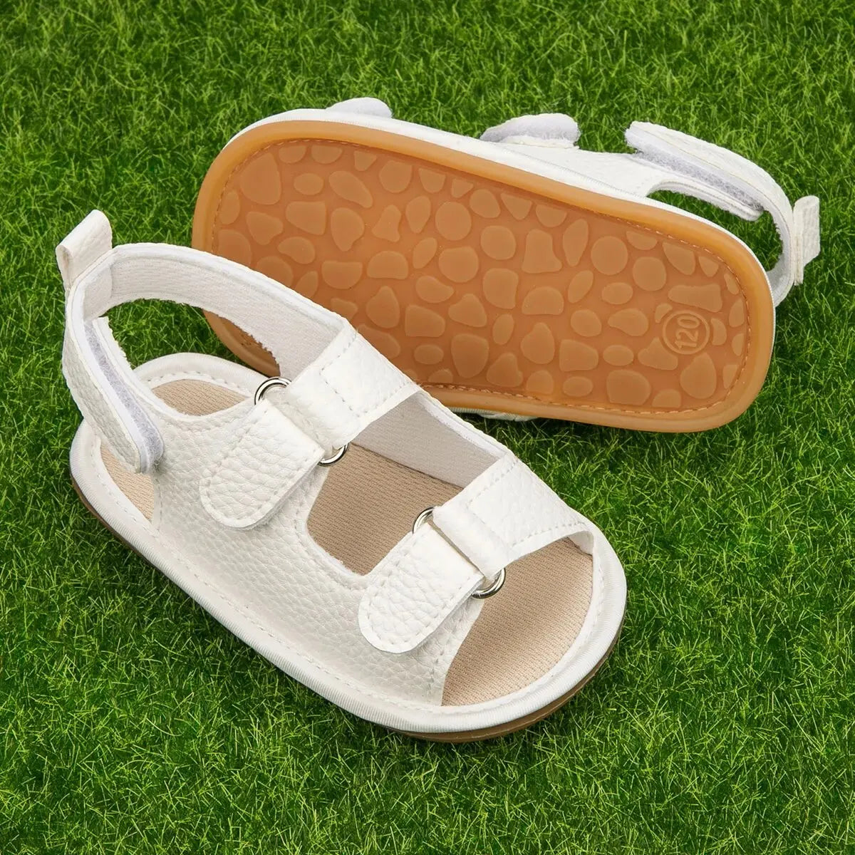 Unisex Baby Summer Vegan Leather Sandals - Anti-Slip Soft Sole Infant First Walkers (0-18M)