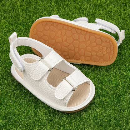 Unisex Baby Summer Vegan Leather Sandals - Anti-Slip Soft Sole Infant First Walkers (0-18M)