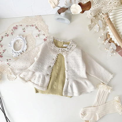 Baby & Toddler Girl 100% Cotton Knit Ruffle Cardigan Sweater (6M-5T)