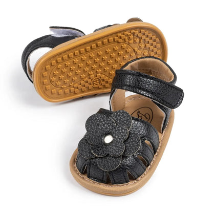 Infant Baby Girl Flower Sandals - Soft Sole Non-Slip First Walkers (0-18M)