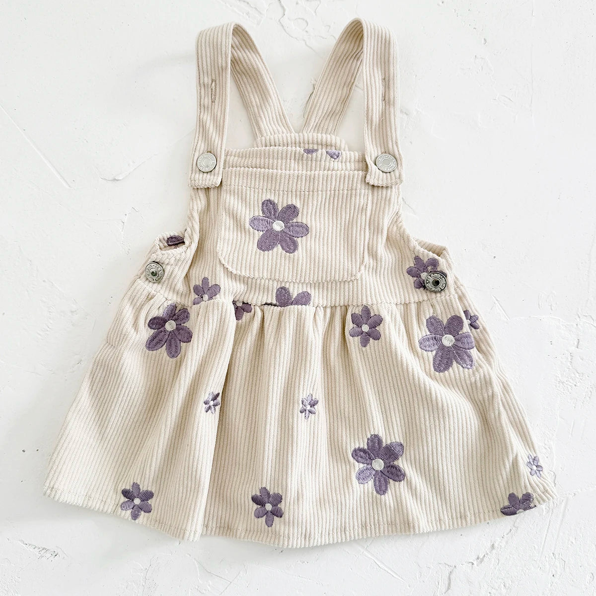 Baby & Toddler Girls Floral Embroidered Corduroy Jumper Dress – Boutique Overall Strap Skirt (6M-3T)