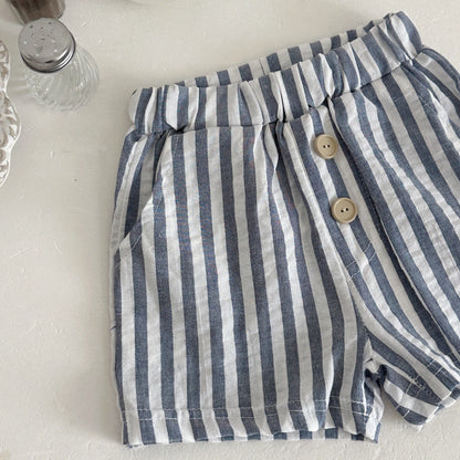 Baby Boy Summer Tank Top & Shorts Set - Soft Crinkle Gauze 2-Piece Outfit (0-3T)