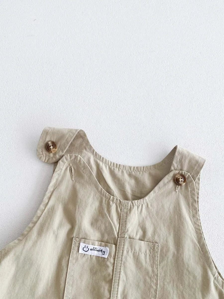 2-Piece Baby Boy Summer Set - Striped Short Sleeve Top & Cotton Blend Overall Jumpsuit (0-24M)