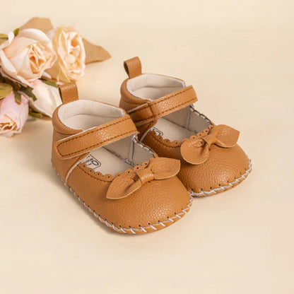 Baby Girl Mary Jane Bowknot Shoes - Non-Slip Soft Sole First Walkers (0-18M)