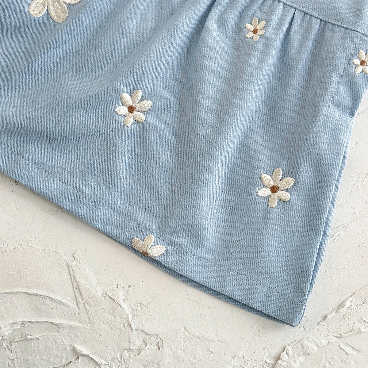 Baby Girl Daisy Embroidered Overall Dress | Toddler Blue Cotton Summer Jumper (6M-3T)