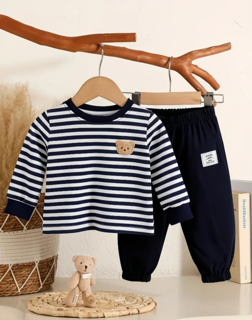 Baby Boy & Toddler 2-Piece Striped Clothing Set (6M-3T) – Long Sleeve Top & Pants
