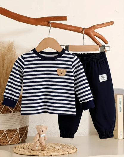 Baby Boy & Toddler 2-Piece Striped Clothing Set (6M-3T) – Long Sleeve Top & Pants