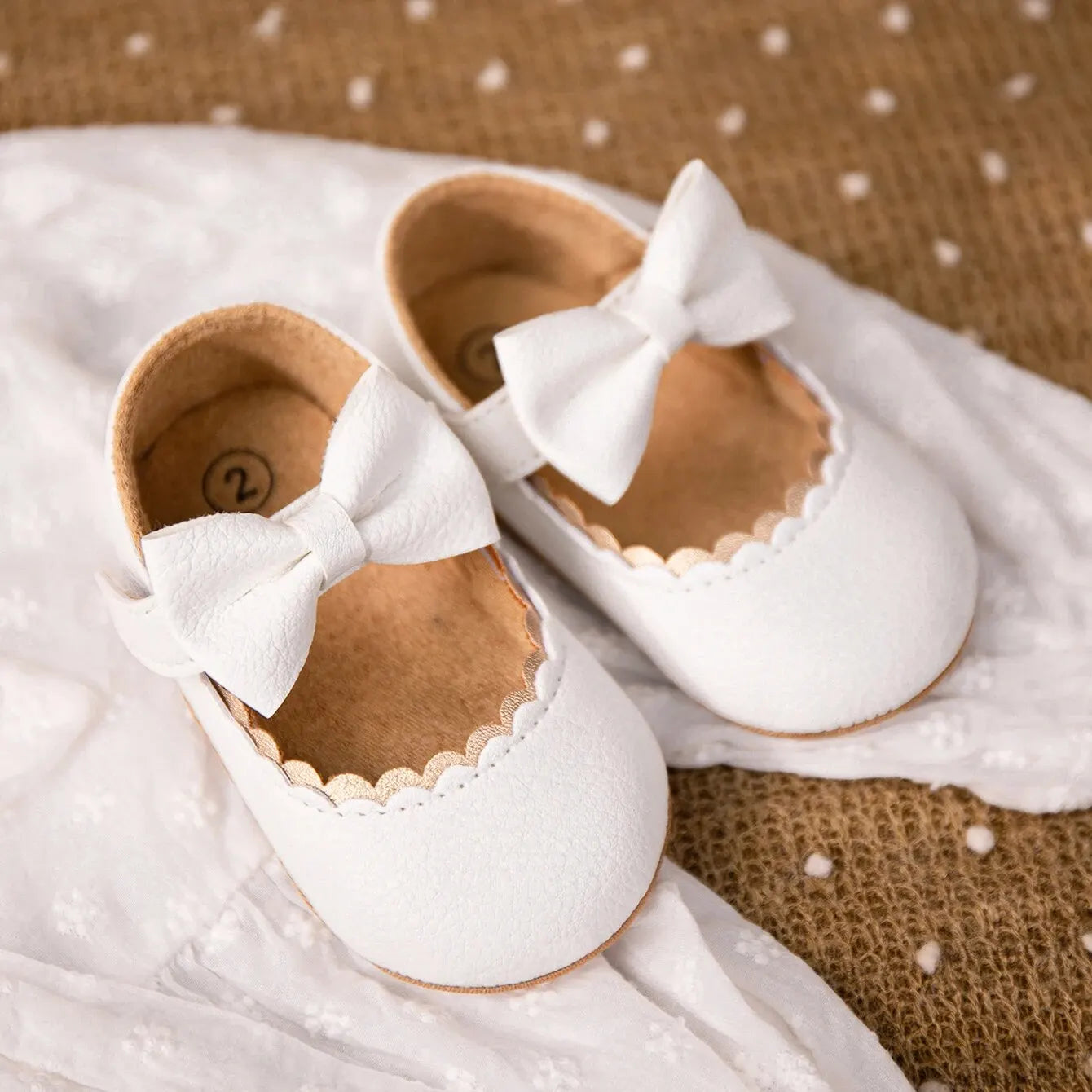 Baby Girl Mary Jane Dress Shoes - Non-Slip Rubber Sole Bowknot First Walkers (0-18M)