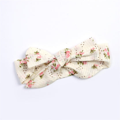 Baby Girl Summer Floral Romper Set – Sleeveless Ruffled Jumpsuit with Matching Bow Headband, Beige Cotton Blend (0-24M)