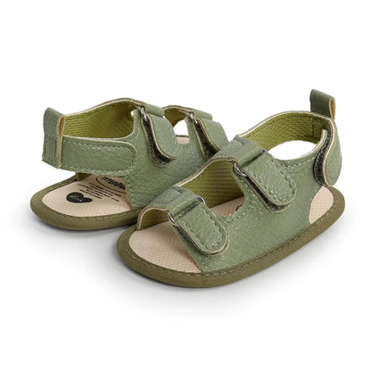 Unisex Baby Summer Vegan Leather Sandals - Anti-Slip Soft Sole Infant First Walkers (0-18M)