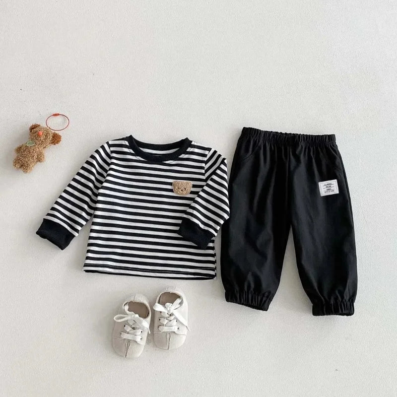 Baby Boy & Toddler 2-Piece Striped Clothing Set (6M-3T) – Long Sleeve Top & Pants