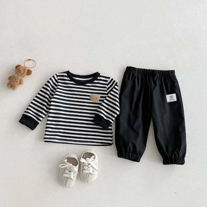Baby Boy & Toddler 2-Piece Striped Clothing Set (6M-3T) – Long Sleeve Top & Pants